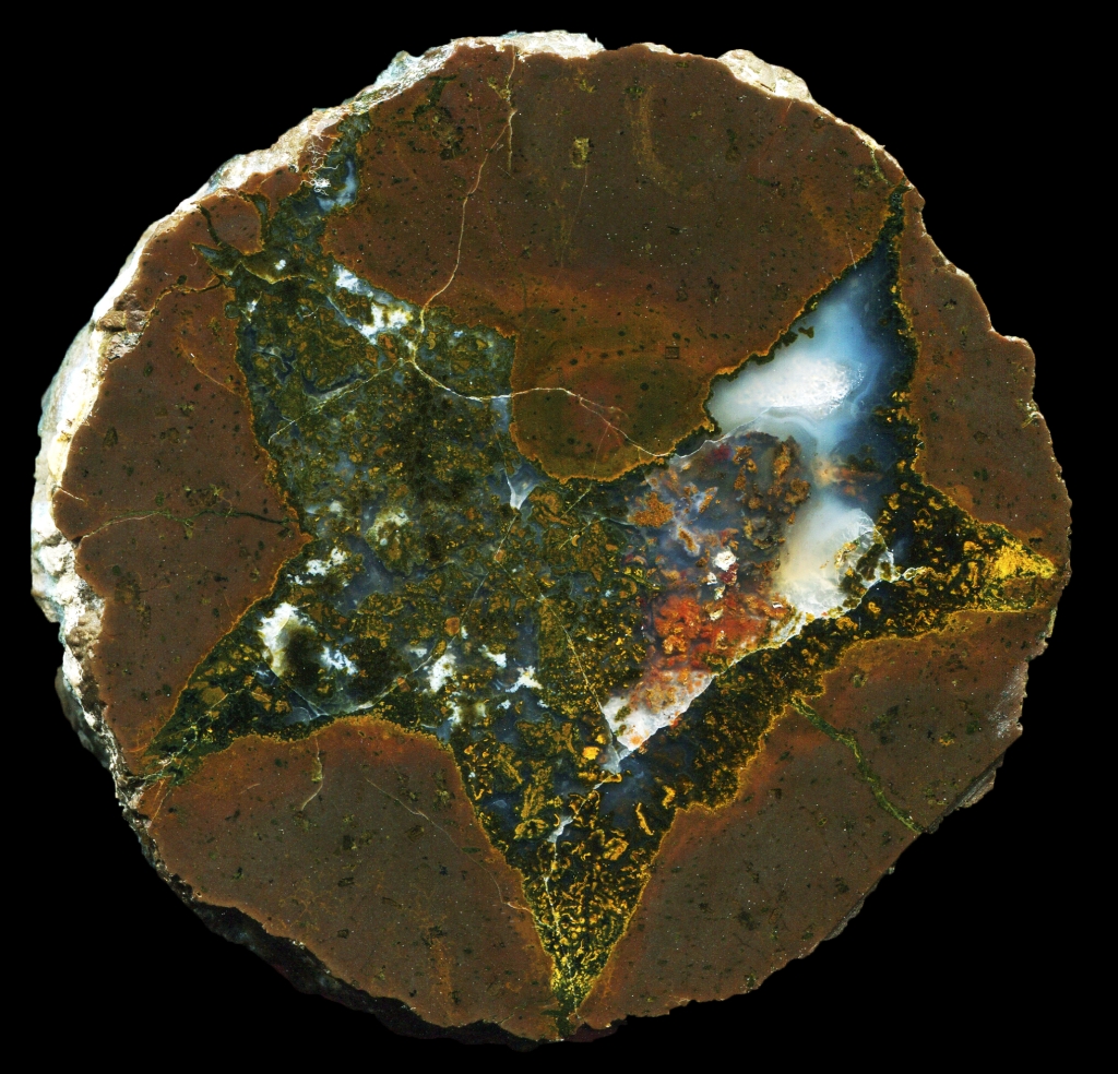 Beautiful Blue Ridge (?) Thunderegg with Complex Moss - Oblong Crystal in Matrix